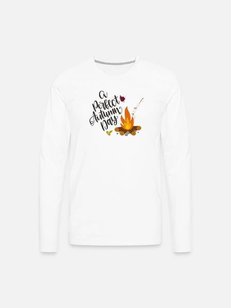 Autumn Campfire Cozy Day - Men's Premium Long Sleeve T-Shirt - white
