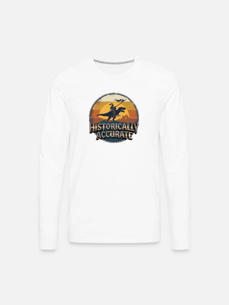 Knight on Dino at Sunset - Men's Premium Long Sleeve T-Shirt - white