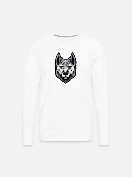 Wolf Loyalty Emblem Portrait - Men's Premium Long Sleeve T-Shirt - white