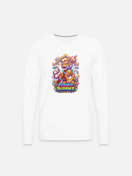 PyroTiger: The Golden Temple Guardian - Men's Premium Long Sleeve T-Shirt - white