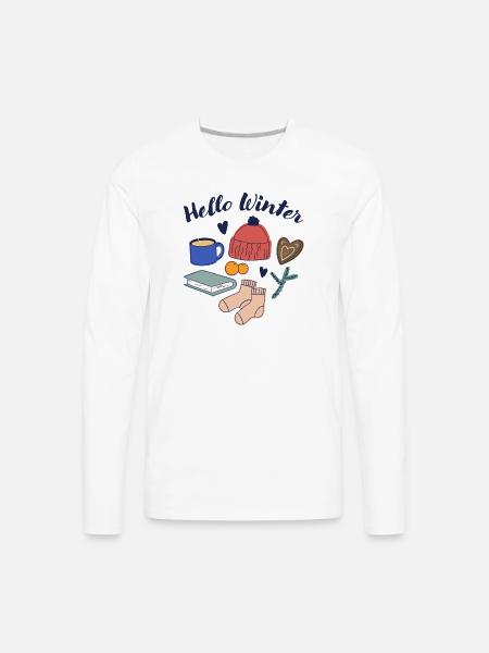 Hello Winter Cozy Essentials - Men's Premium Long Sleeve T-Shirt - white