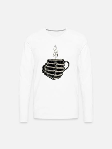 Skeleton Hands Embrace Steam Mug - Men's Premium Long Sleeve T-Shirt - white