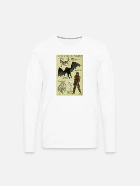 North American Cryptids Poster - Men's Premium Long Sleeve T-Shirt - white
