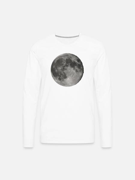 Lunar Echoes Moon Print - Men's Premium Long Sleeve T-Shirt - white