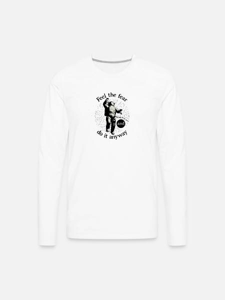 Astronaut Faces Fear Orbit - Men's Premium Long Sleeve T-Shirt - white