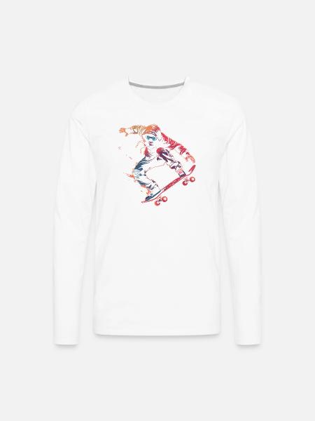 Skateboarder Comic Style - Men's Premium Long Sleeve T-Shirt - white
