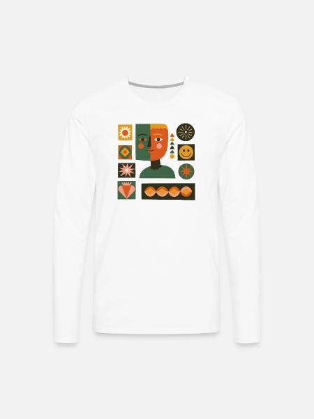 Dual-Tone Geometric Portrait - Men's Premium Long Sleeve T-Shirt - white
