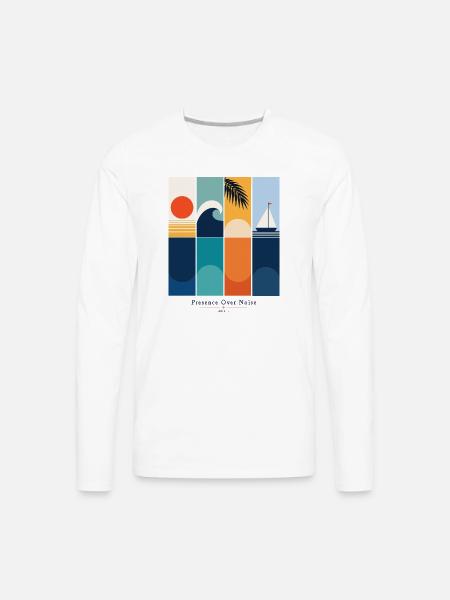 Presence Over Noise - Men's Premium Long Sleeve T-Shirt - white