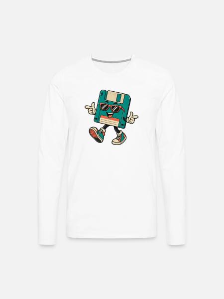 Retro Disk Mascot with Sunglasses - Men's Premium Long Sleeve T-Shirt - white