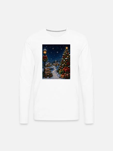 Snowlit Christmas Village - Men's Premium Long Sleeve T-Shirt - white