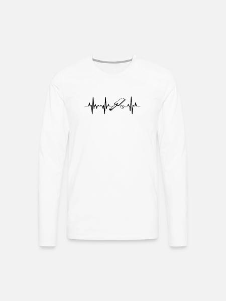 Cricket ECG Heartline - Men's Premium Long Sleeve T-Shirt - white