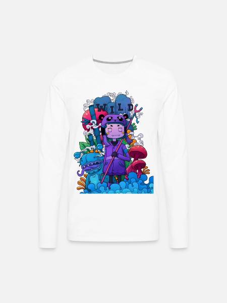 Wild Dreamer Neon Mushrooms - Men's Premium Long Sleeve T-Shirt - white