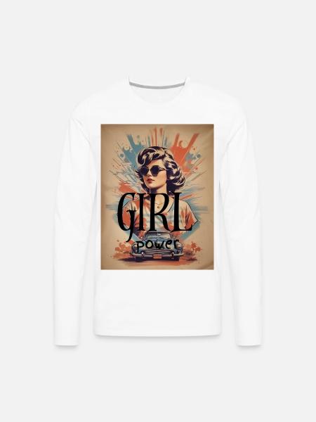 GIRL Power Retro Ride - Men's Premium Long Sleeve T-Shirt - white