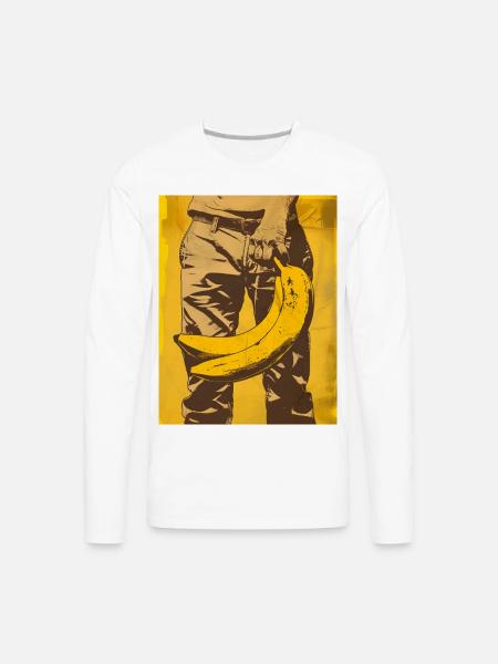Banana Pop Art Silhouette - Men's Premium Long Sleeve T-Shirt - white