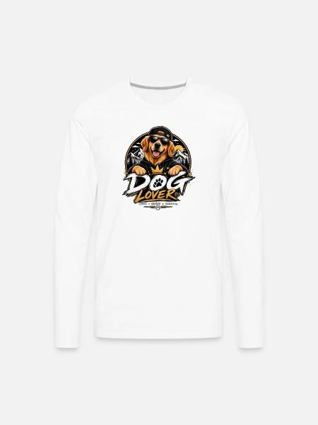 Royal Dog Love Graphic - Men's Premium Long Sleeve T-Shirt - white