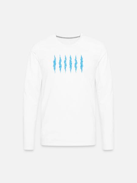 Azure Lightning Strikes Pattern - Men's Premium Long Sleeve T-Shirt - white