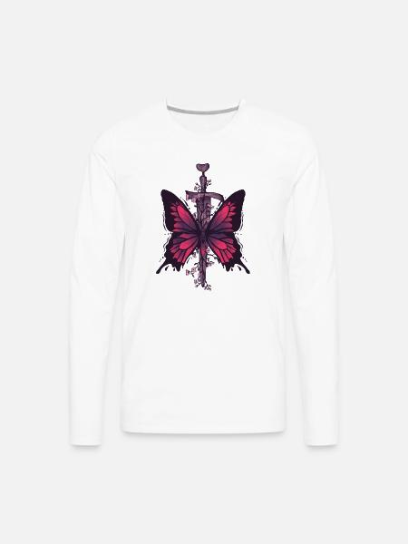 Butterfly Dagger - Men's Premium Long Sleeve T-Shirt - white