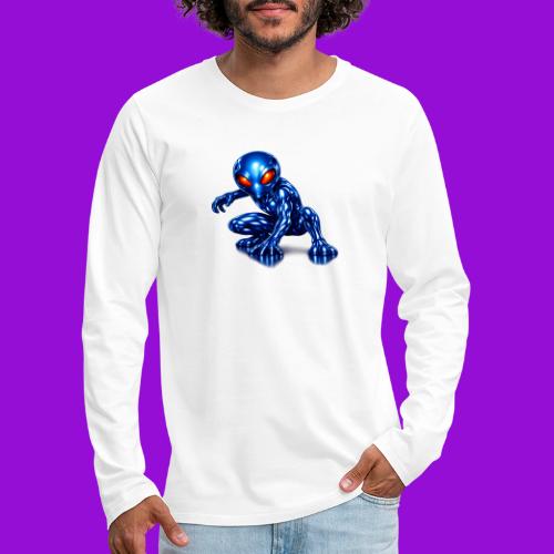 Blue Alien Crouch - Men's Premium Long Sleeve T-Shirt