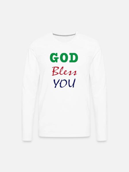 GOD BLESS YOU - Men's Premium Long Sleeve T-Shirt - white