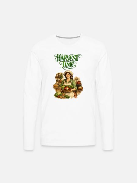 Harvest Time Farmgirl - Men's Premium Long Sleeve T-Shirt - white