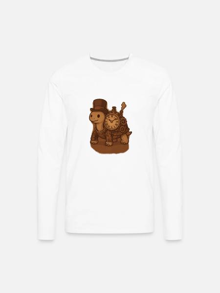 Steampunk Tortoise Clockwork - Men's Premium Long Sleeve T-Shirt - white
