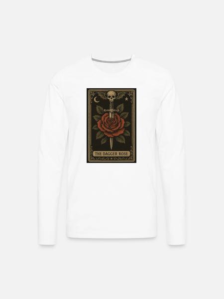 Dagger Rose Tarot Card - Men's Premium Long Sleeve T-Shirt - white