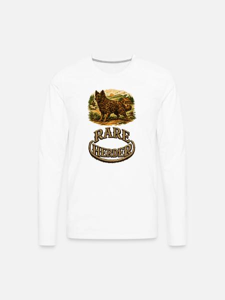 Rare Herder: Rustic Wolfdog Scene - Men's Premium Long Sleeve T-Shirt - white
