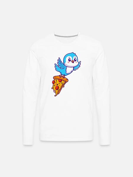 Pizza Pal Penguin on Slice - Men's Premium Long Sleeve T-Shirt - white
