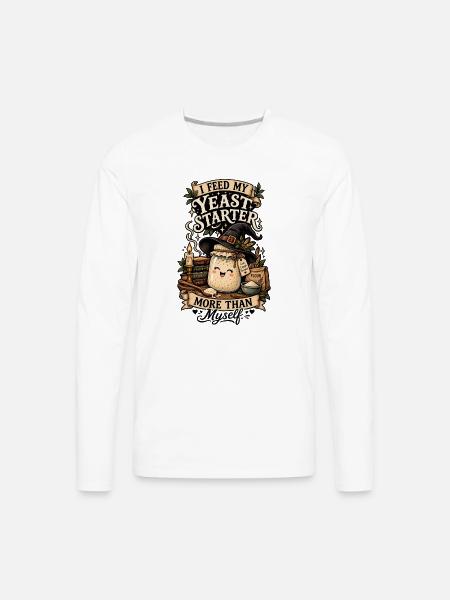 Sourdough Baking Witch Tee - Men's Premium Long Sleeve T-Shirt - white