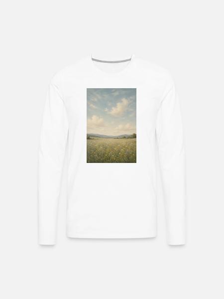 Meadow Bloom Under Wide Sky - Men's Premium Long Sleeve T-Shirt - white