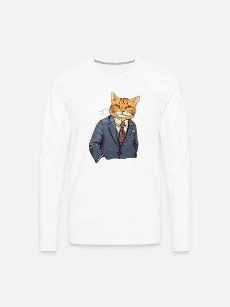 Cat in a Suit - Men's Premium Long Sleeve T-Shirt - white