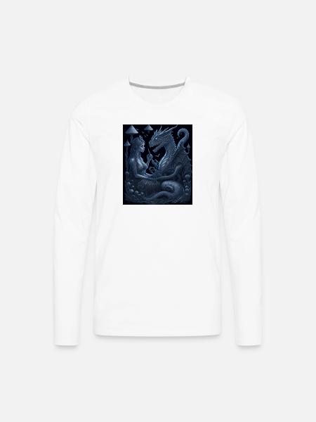 Moonlit Dragon Guardian - Men's Premium Long Sleeve T-Shirt - white