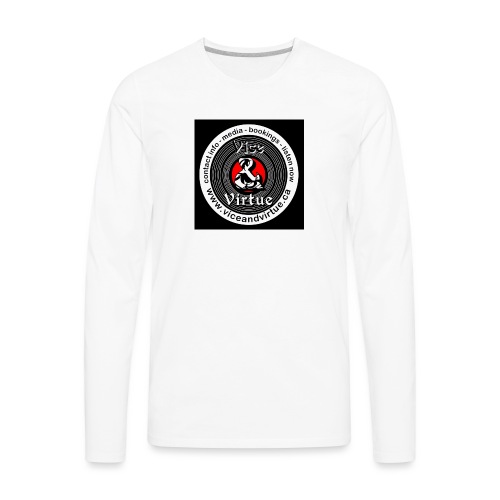 Vice and Virtue - Black Back w/ Info Circle - Men's Premium Long Sleeve T-Shirt