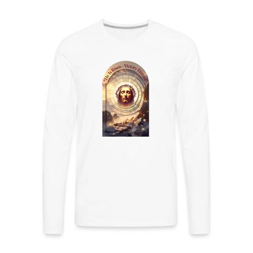 Easter He Is Risen Sacred Face T Shirt, wife Gift - Men's Premium Long Sleeve T-Shirt