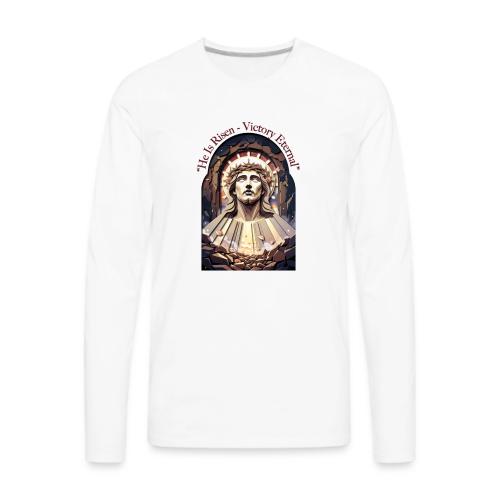 Easter He Is Risen Face of Christ T Shirt, Gift - Men's Premium Long Sleeve T-Shirt