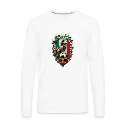 Italy Wolf Fury T-Shirt, Italian Flag Pride Gift - Men's Premium Long Sleeve T-Shirt