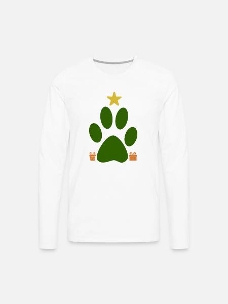 Cat Foot Christmas Tree - Men's Premium Long Sleeve T-Shirt - white