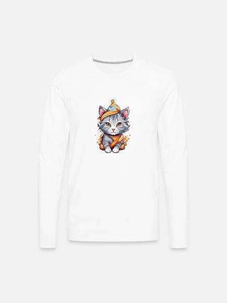 Cute Cat - Men's Premium Long Sleeve T-Shirt - white