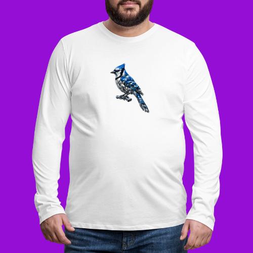 Silver Blue Jay on Perch - Men's Premium Long Sleeve T-Shirt