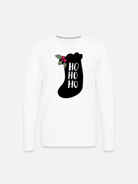 HOHOHO gift sock silhouette christmas - Men's Premium Long Sleeve T-Shirt - white