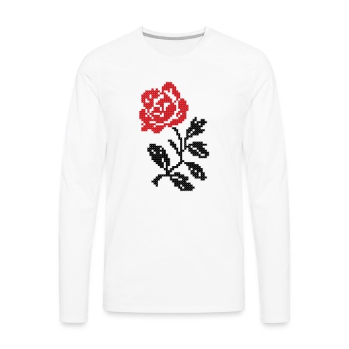 Original folklore Cross-stitch Red Rose flower - Men's Premium Long Sleeve T-Shirt