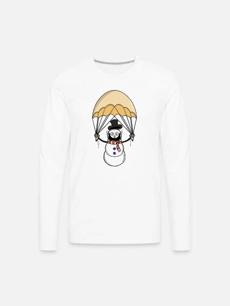 Parachuting Snowman - Men's Premium Long Sleeve T-Shirt - white