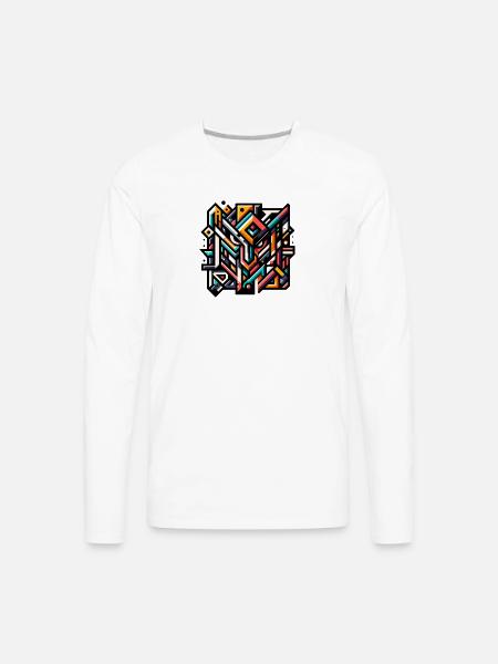 Abstract Geometric Tech Art - Men's Premium Long Sleeve T-Shirt - white