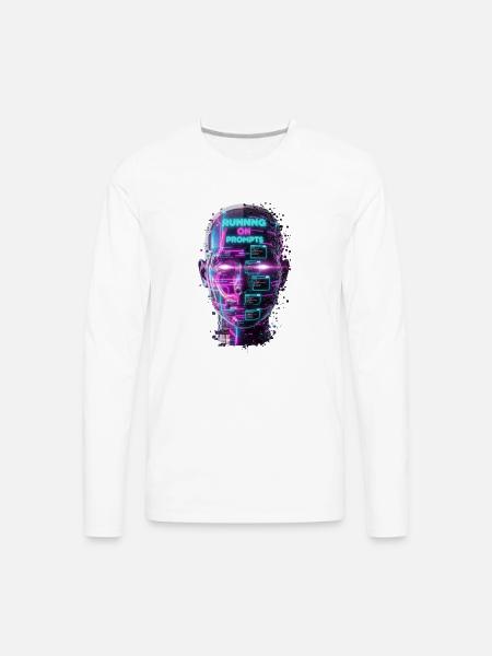 Neon Prompts AI Head - Men's Premium Long Sleeve T-Shirt - white