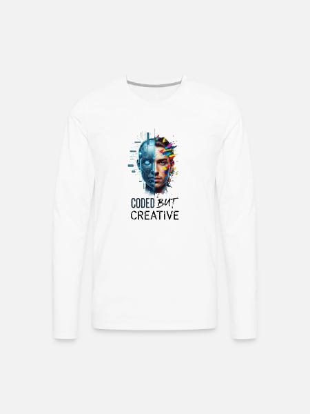 Coded but Creative - Men's Premium Long Sleeve T-Shirt - white