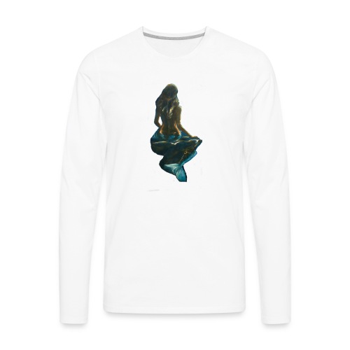 Midnight Mermaid on a rock - Men's Premium Long Sleeve T-Shirt