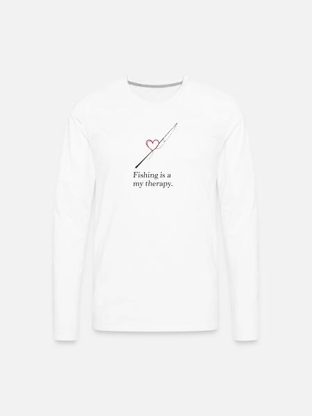 Fishing Heart Therapy Design - Men's Premium Long Sleeve T-Shirt - white