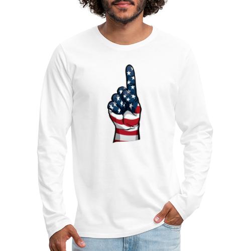 USA One Patriotic Hand in Red White and Blue - Men's Premium Long Sleeve T-Shirt