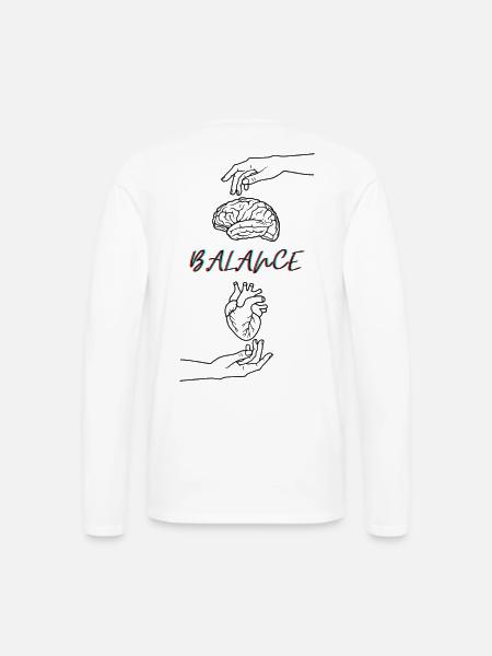The Balance = Brain & Heart - Men's Premium Long Sleeve T-Shirt - white