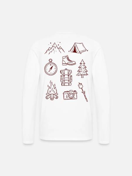 Adventure Enthusiast Camping Doodle Collage - Men's Premium Long Sleeve T-Shirt - white
